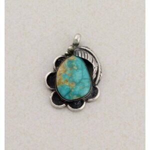 Pendant Only Sterling Silver Natural Turquoise Pendant 1 1/4" x 7/8"